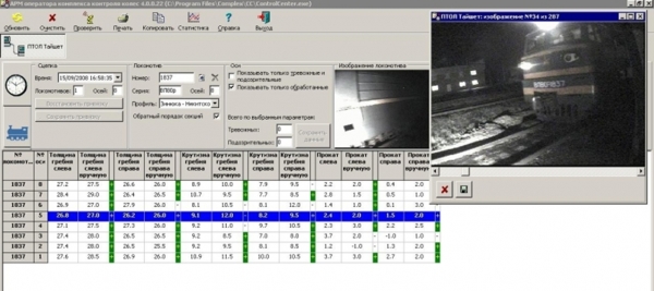 The dialogue box of the operator’s workstation at a locomotive maintenance depot